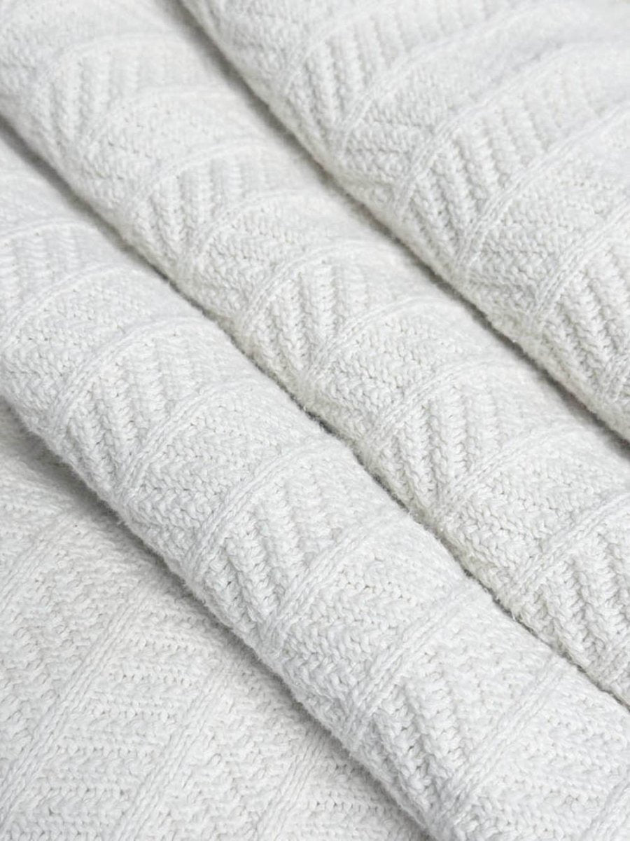 vintage chevron striped knit bound throw blanket - good market thrift store