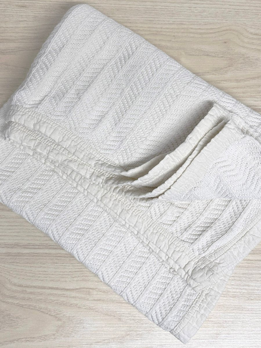 vintage chevron striped knit bound throw blanket - good market thrift store