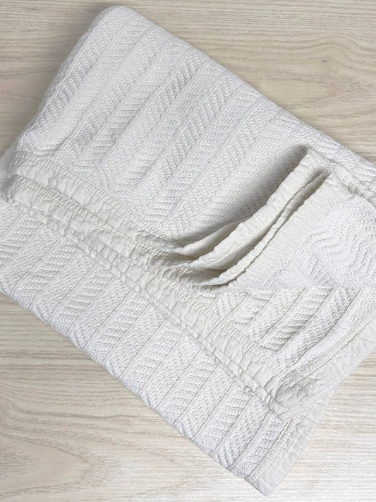 vintage chevron striped knit bound throw blanket - good market thrift store