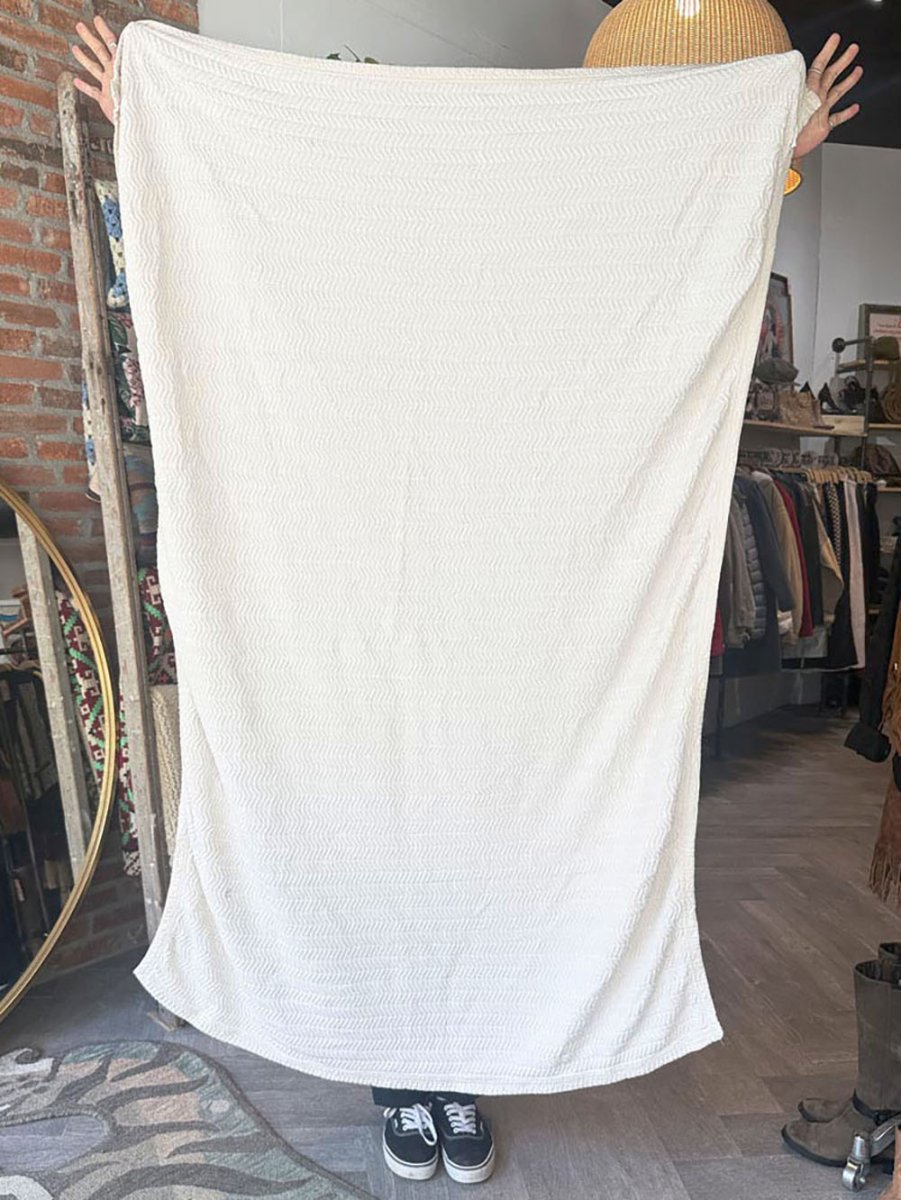 vintage chevron striped knit bound throw blanket - good market thrift store