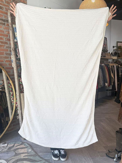 vintage chevron striped knit bound throw blanket - good market thrift store