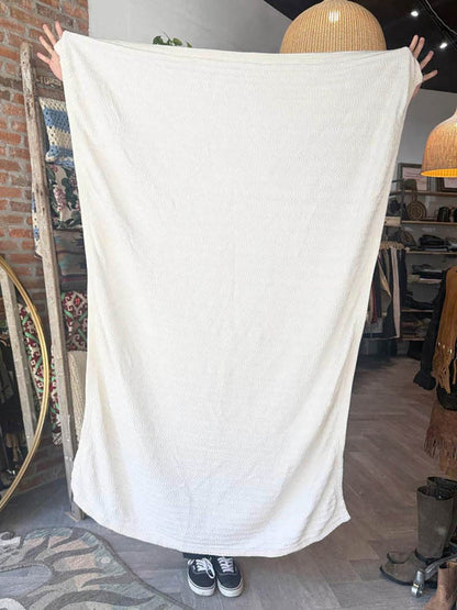 vintage chevron striped knit bound throw blanket - good market thrift store