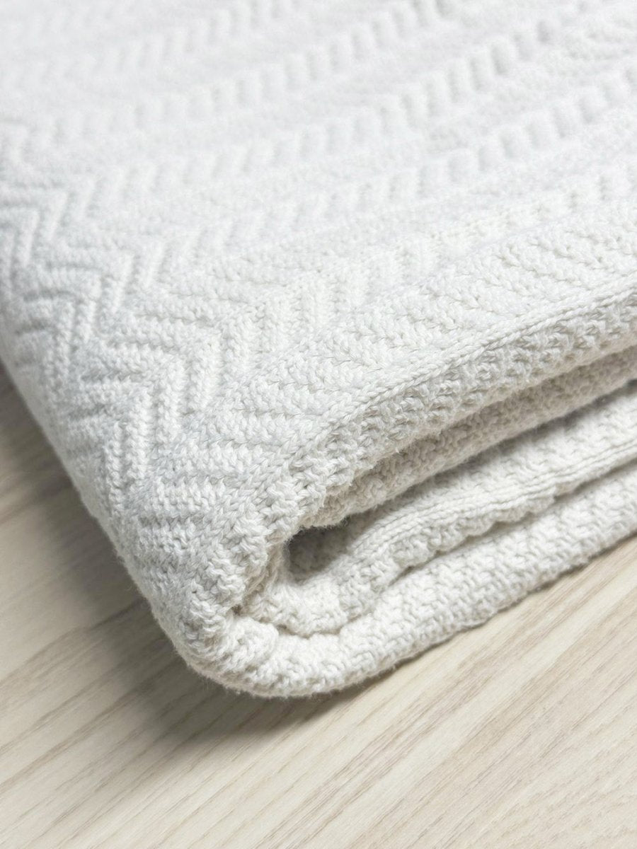 vintage chevron striped knit bound throw blanket - good market thrift store