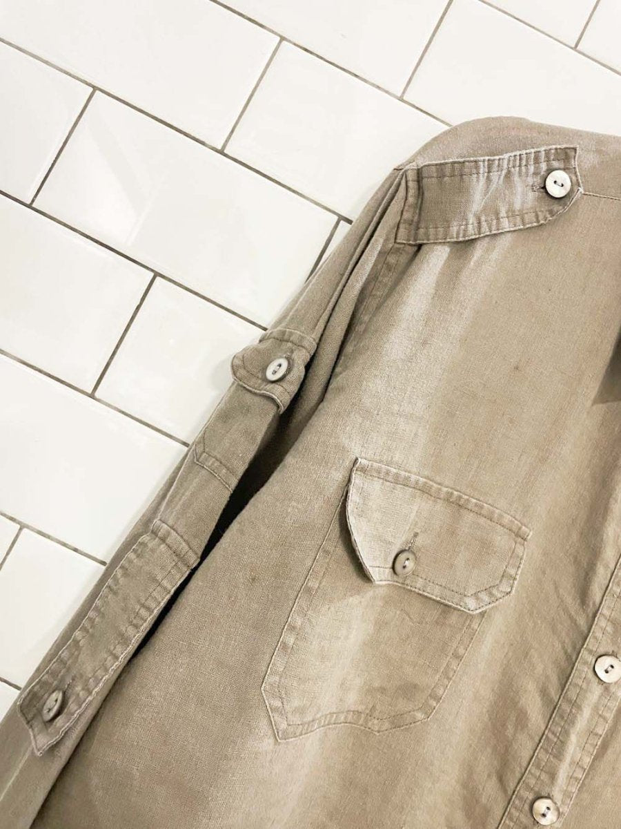 vintage chico's 100% linen relaxed utility shirt - good market thrift store