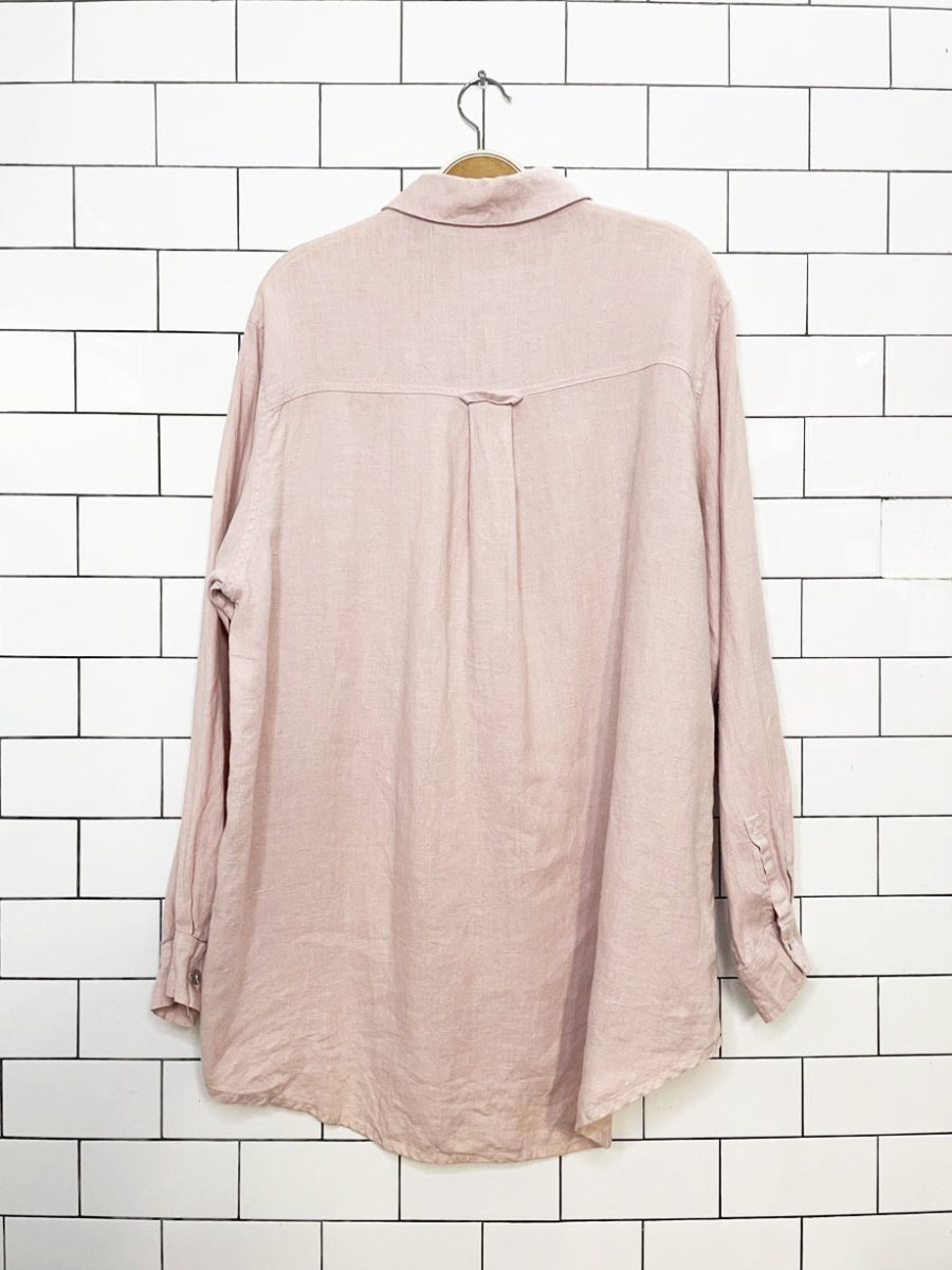 vintage chicos design 100% linen full button shirt - good market thrift store