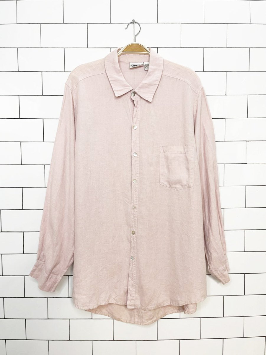 vintage chicos design 100% linen full button shirt - good market thrift store