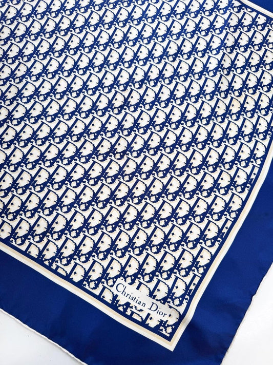 vintage christian dior monogram silk scarf | hand-rolled edge - good market thrift store