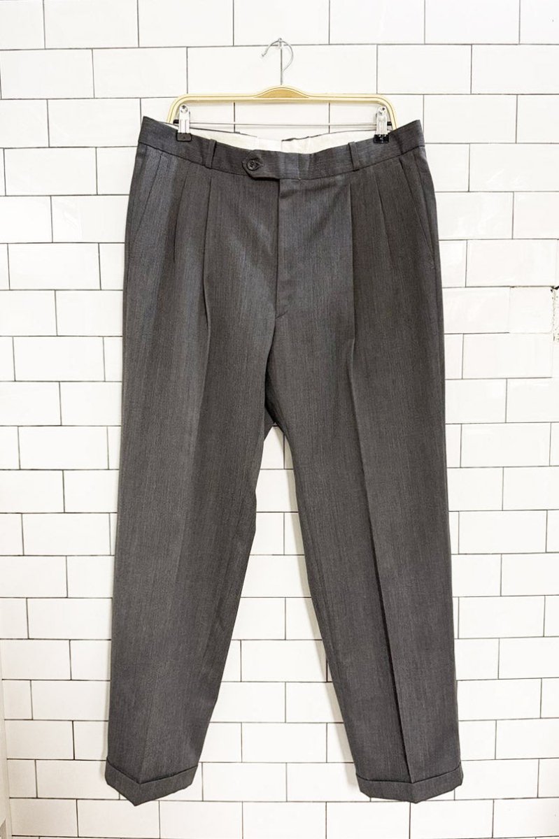 vintage christian dumas wool - blend pleated cuffed prohibition trousers | union made - good market thrift store