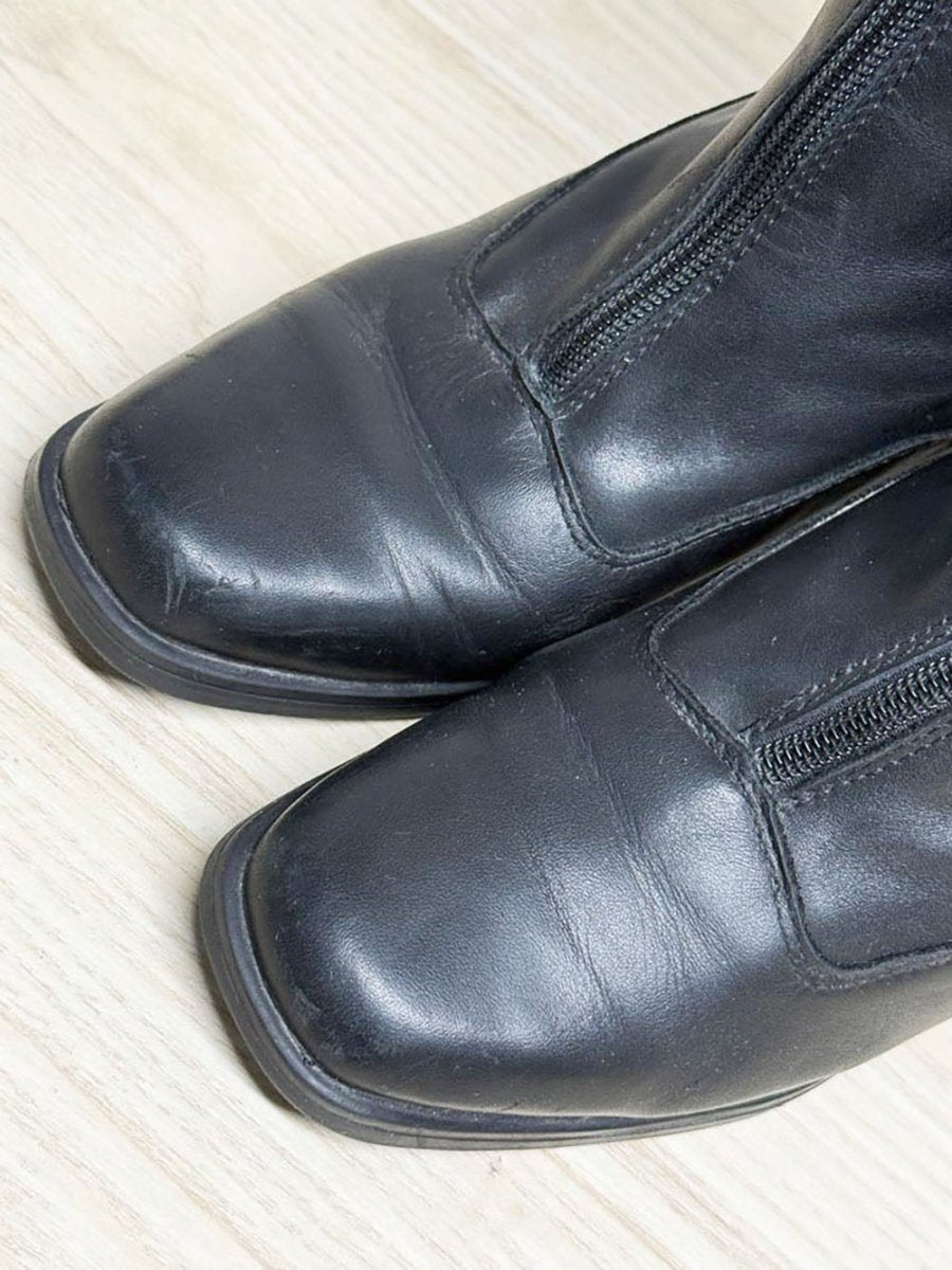 vintage christian frachet leather front zip low heeled boot | made in Canada - good market thrift store