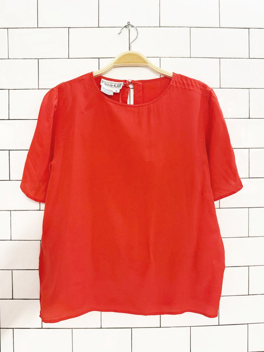 vintage christie & jill 100% silk boxy tee - good market thrift store