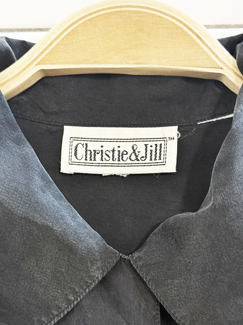 vintage christie & jill 100% silk double breast pocket shirt - good market thrift store