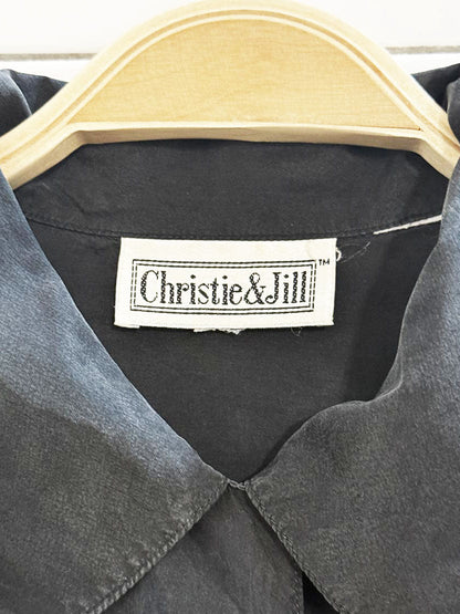 vintage christie & jill 100% silk double breast pocket shirt - good market thrift store