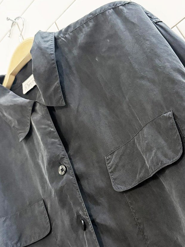 vintage christie & jill 100% silk double breast pocket shirt - good market thrift store