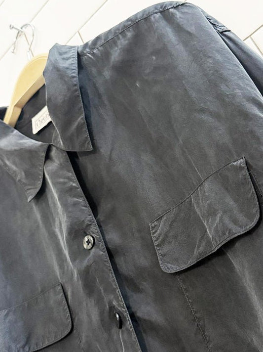 vintage christie & jill 100% silk double breast pocket shirt - good market thrift store