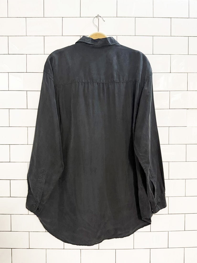 vintage christie & jill 100% silk double breast pocket shirt - good market thrift store