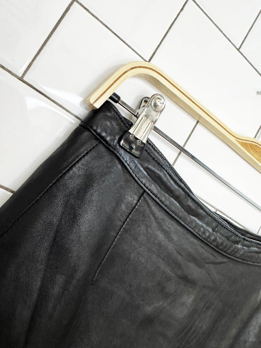 vintage christine gridley butter leather midi skirt | in skin of bath - good market thrift store