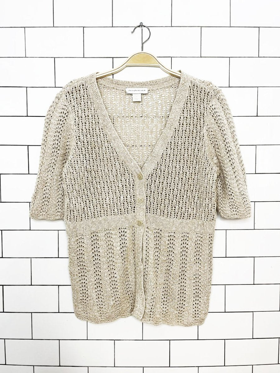 vintage christopher & banks loose crochet knit cardigan top - good market thrift store