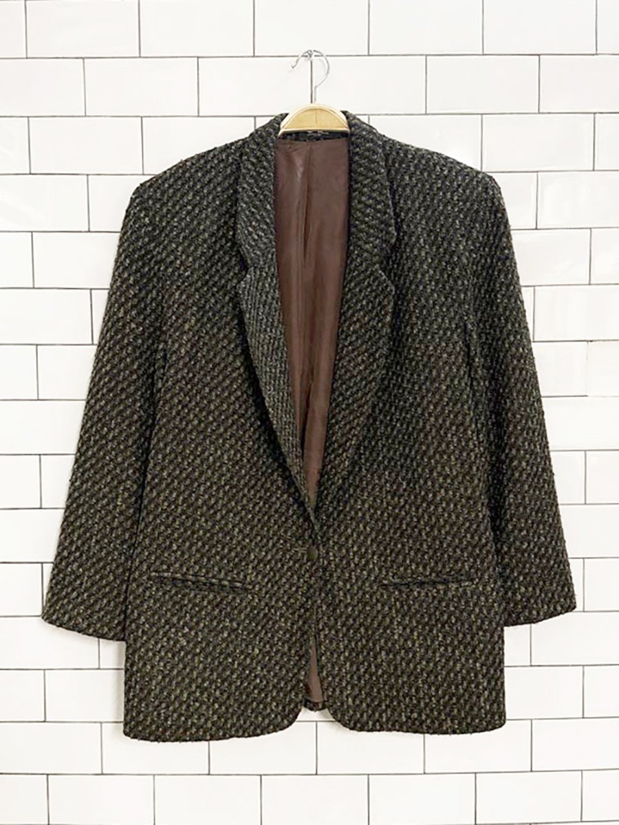 vintage clichy wool - blend structured tweed blazer | made in Canada - good market thrift store