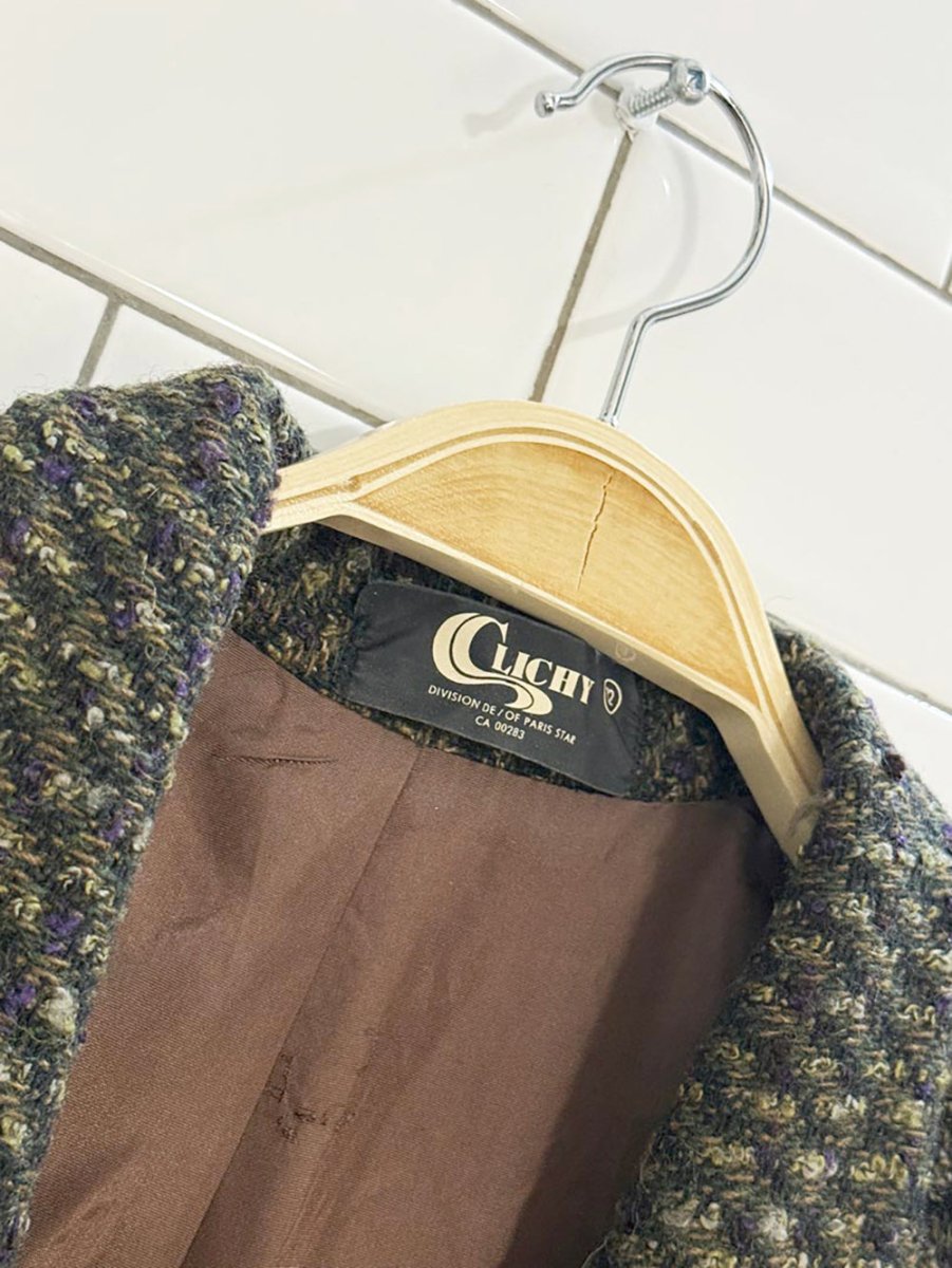 vintage clichy wool - blend structured tweed blazer | made in Canada - good market thrift store