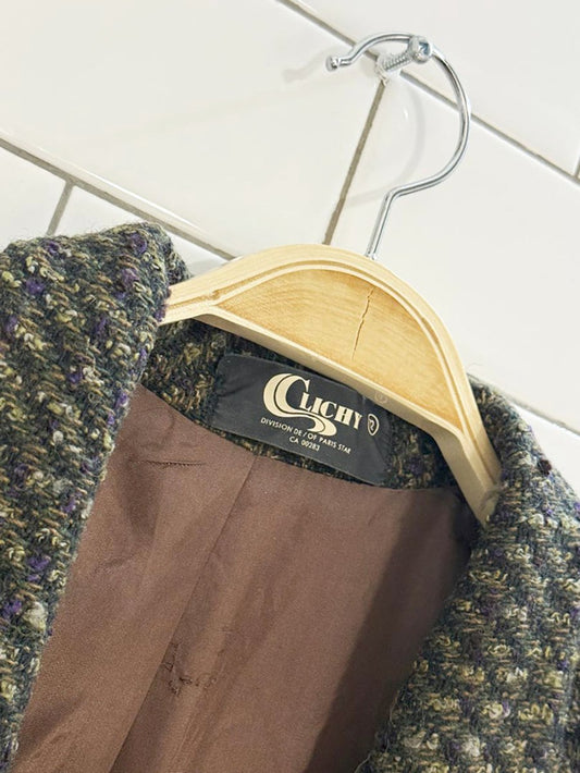 vintage clichy wool - blend structured tweed blazer | made in Canada - good market thrift store