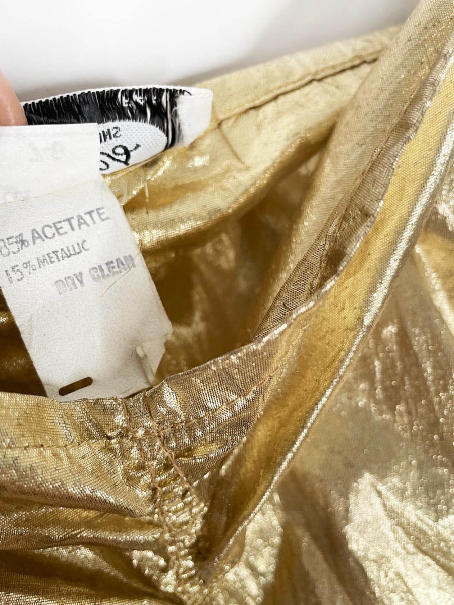 vintage clues 80s gold lamé ruched party dress | new york | paris - good market thrift store