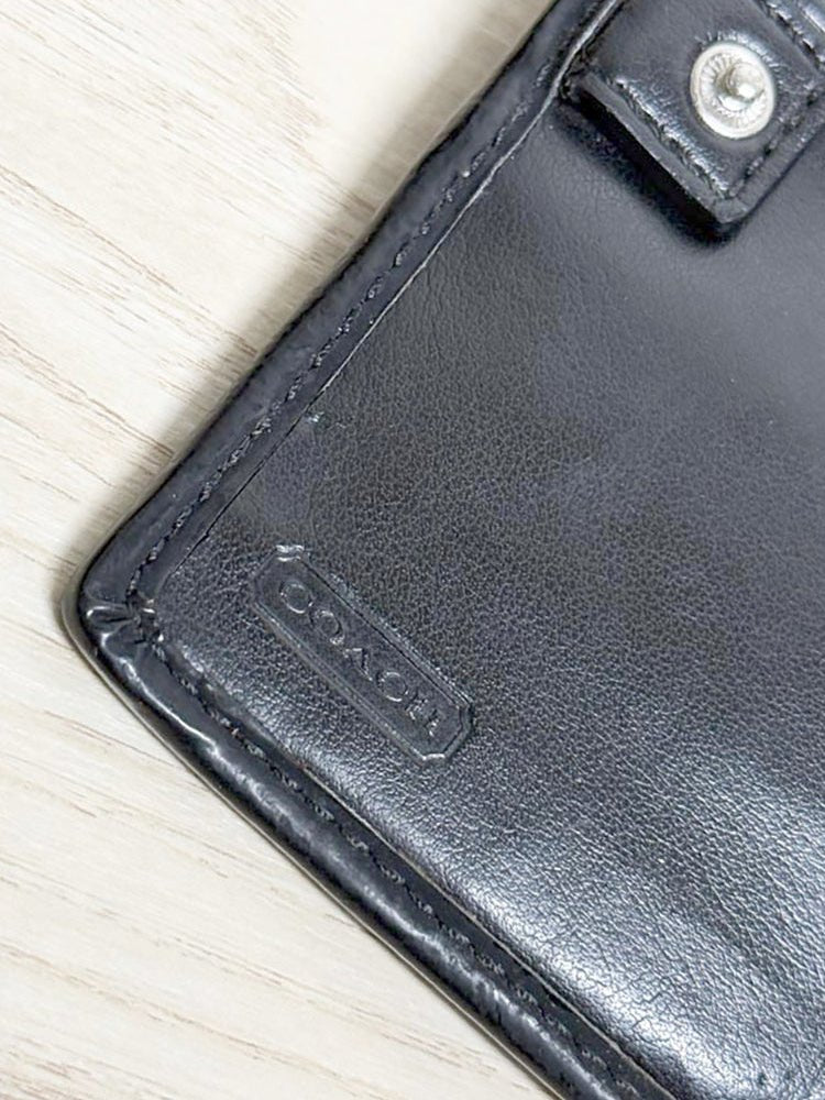 vintage coach leather and canvas monogram snap button wallet - good market thrift store