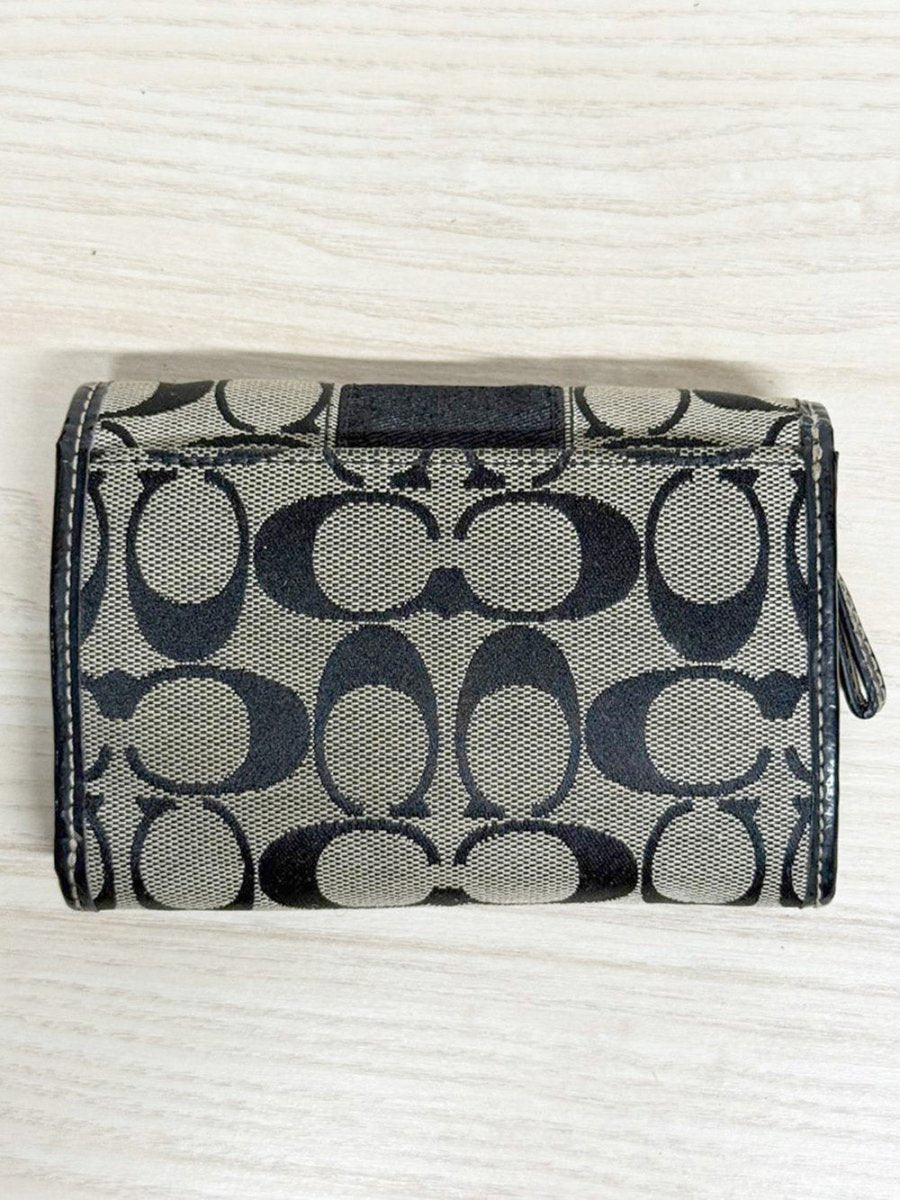 vintage coach leather and canvas monogram snap button wallet - good market thrift store