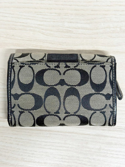 vintage coach leather and canvas monogram snap button wallet - good market thrift store