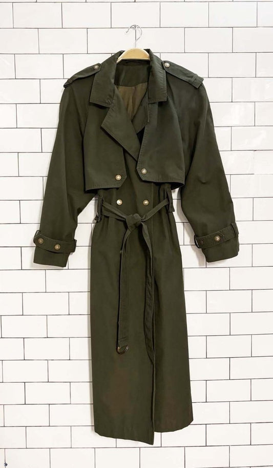 vintage collection elegante military style snap button trench coat - good market thrift store