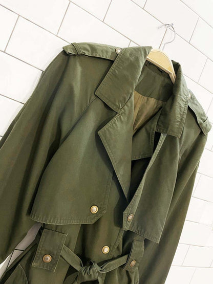 vintage collection elegante military style snap button trench coat - good market thrift store