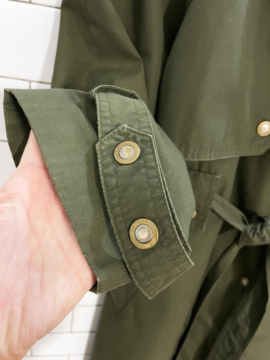 vintage collection elegante military style snap button trench coat - good market thrift store