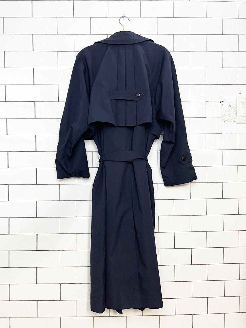 vintage collection elegante pleated cape-back double breasted trench coat - good market thrift store