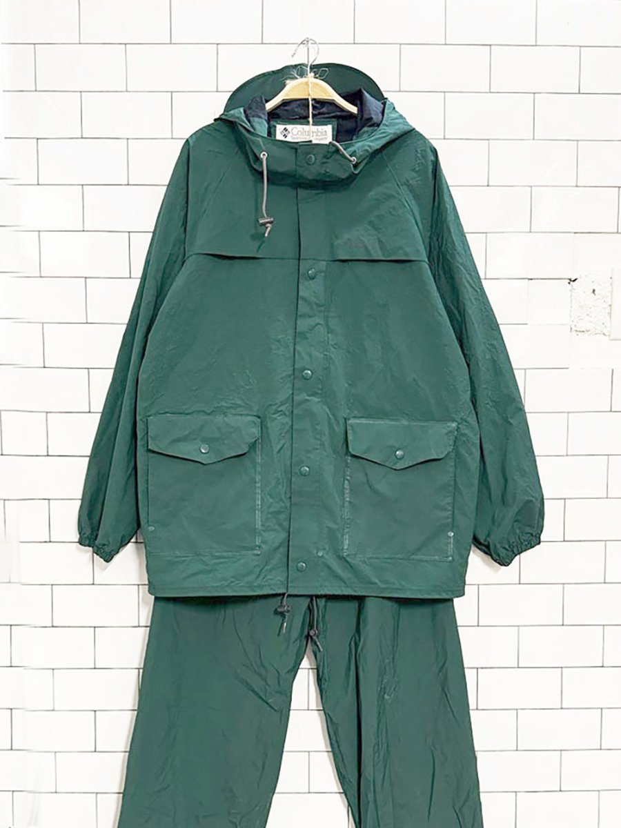 vintage columbia waterproof jacket and pants set | rain suit - good market thrift store