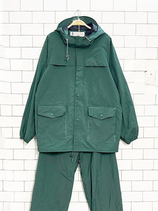 vintage columbia waterproof jacket and pants set | rain suit - good market thrift store