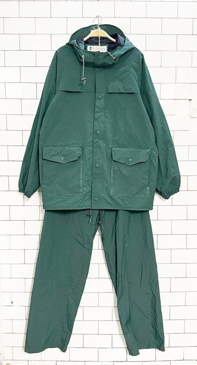 vintage columbia waterproof jacket and pants set | rain suit - good market thrift store