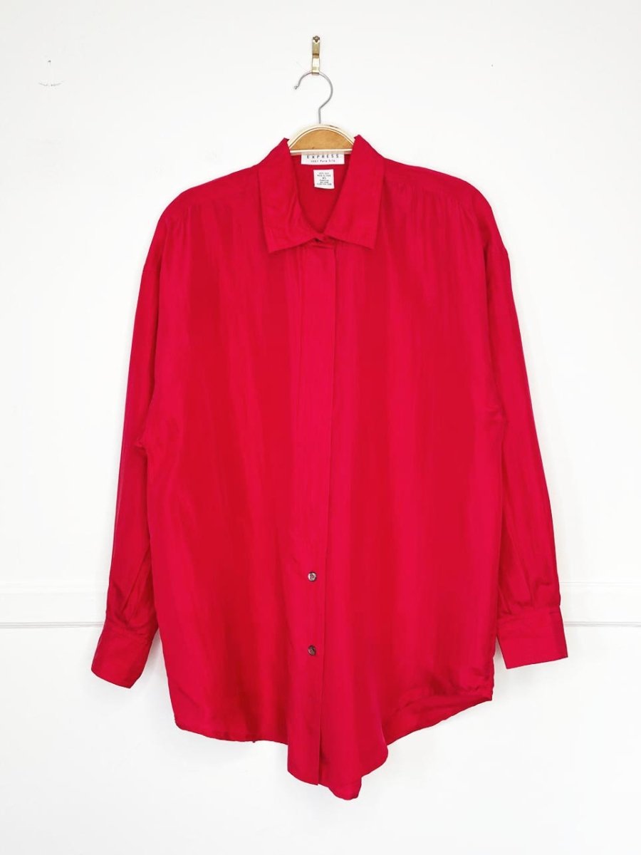 vintage compagnie internationale express 100% silk full button blouse - good market thrift store