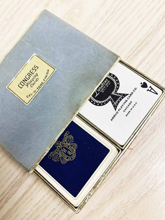 vintage congress playing cards set x2 | cel - u - tone finish - good market thrift store