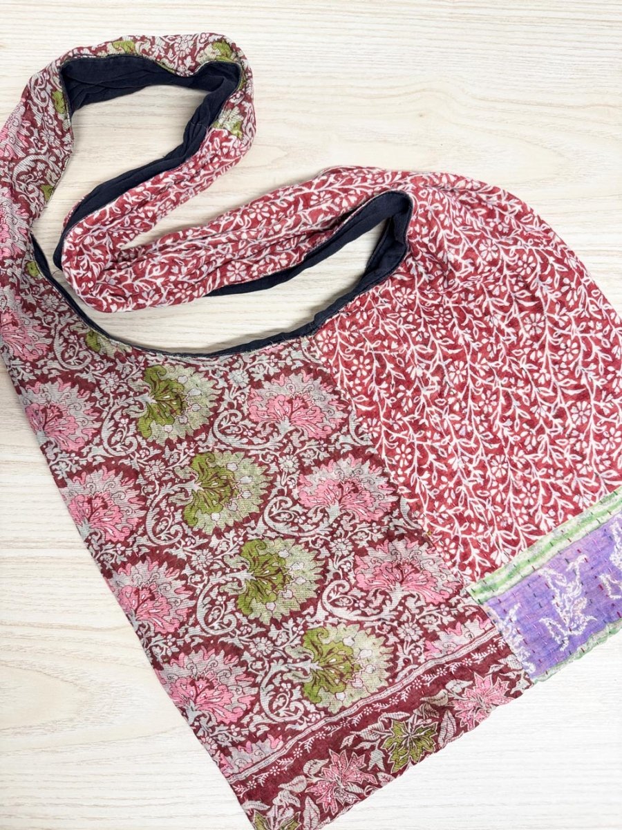 vintage connextions kantha hand-stitched patchwork bag | made in India - good market thrift store