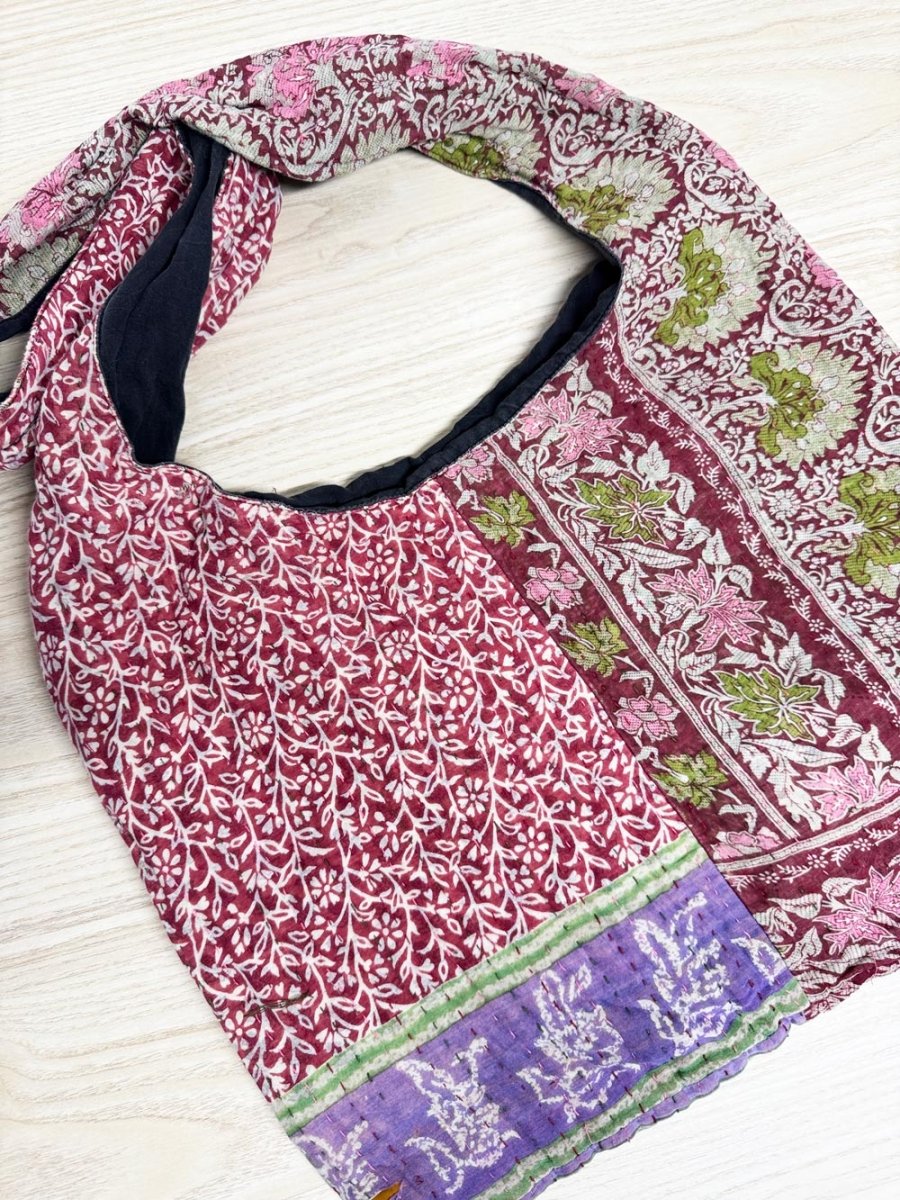 vintage connextions kantha hand-stitched patchwork bag | made in India - good market thrift store