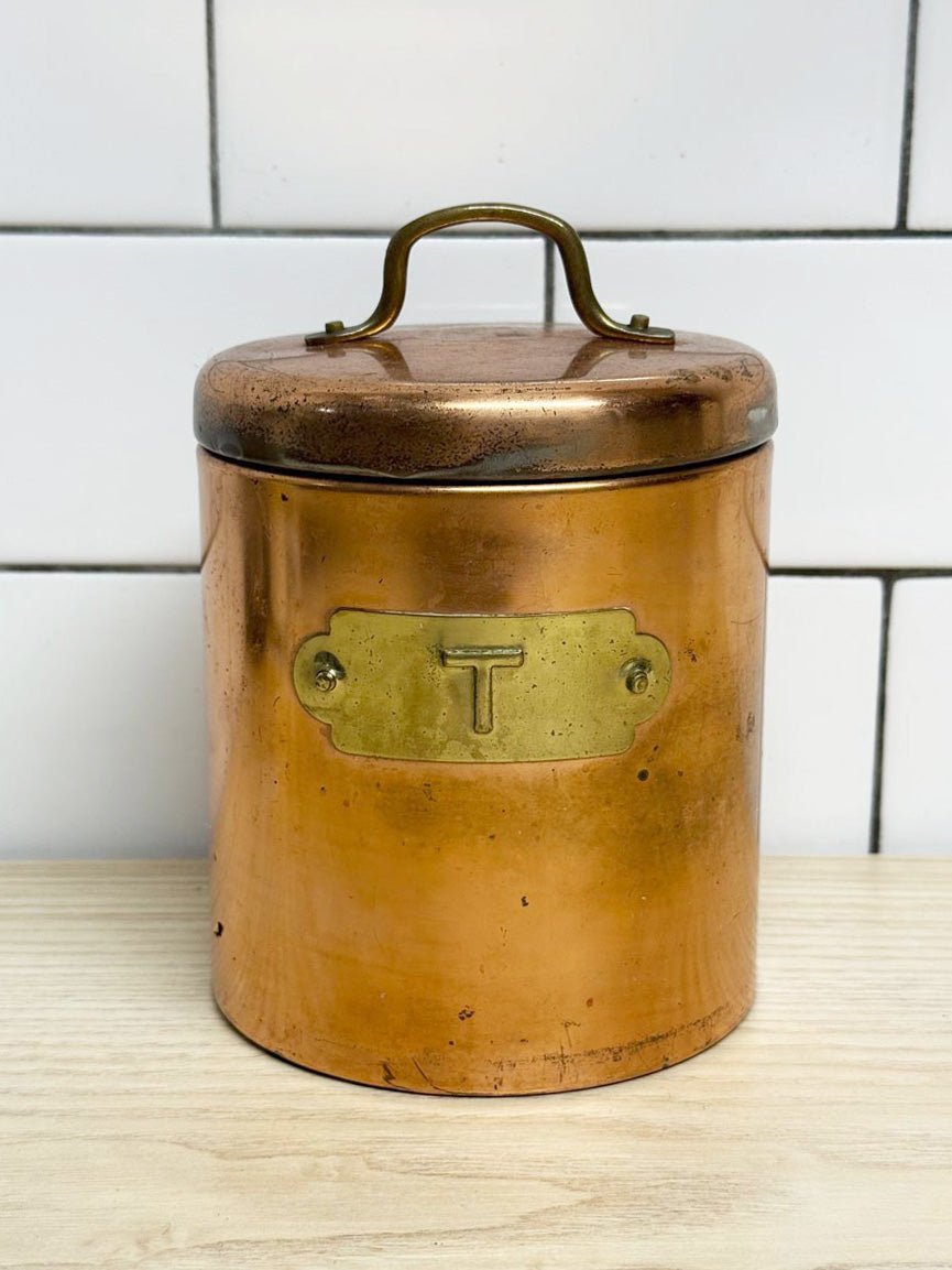 vintage copper kitchen tea canister - good market thrift store