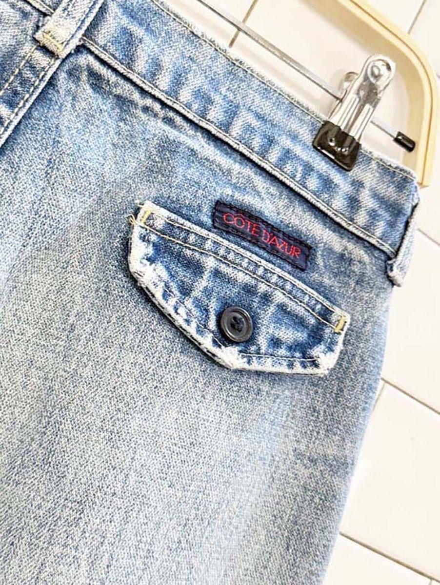 vintage cote d'azur distressed high waist mom jeans - good market thrift store