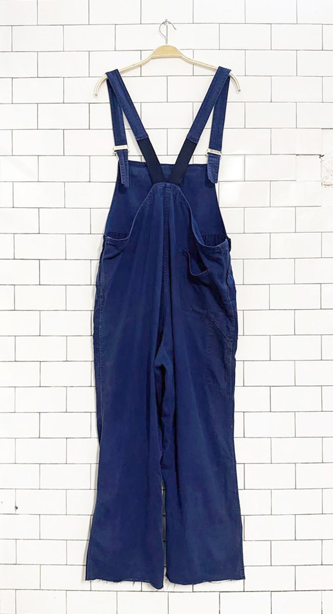 vintage cotton wide leg raw hem soft twill overalls - good market thrift store
