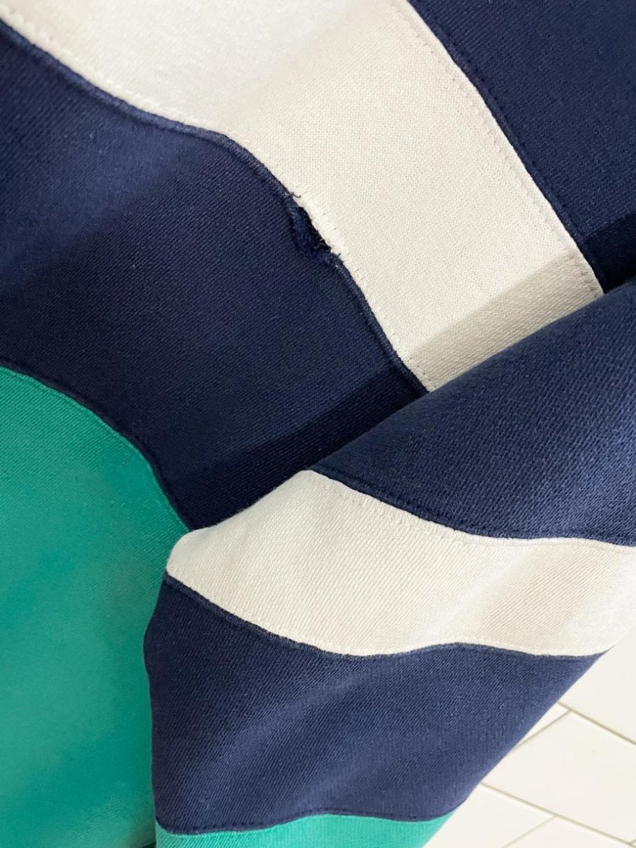 vintage crest 1/2 button boxy colour block stripe collared sweatshirt - good market thrift store