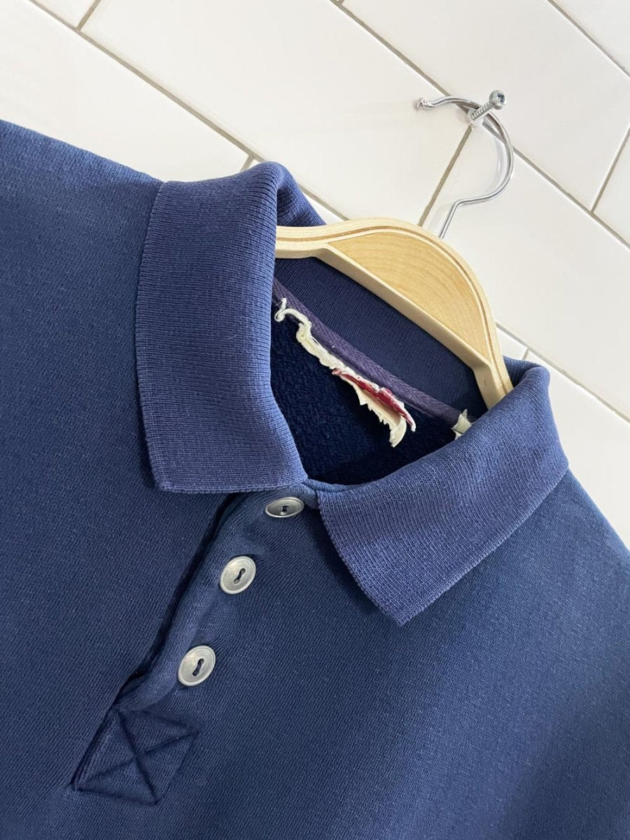 vintage crest 1/2 button boxy colour block stripe collared sweatshirt - good market thrift store