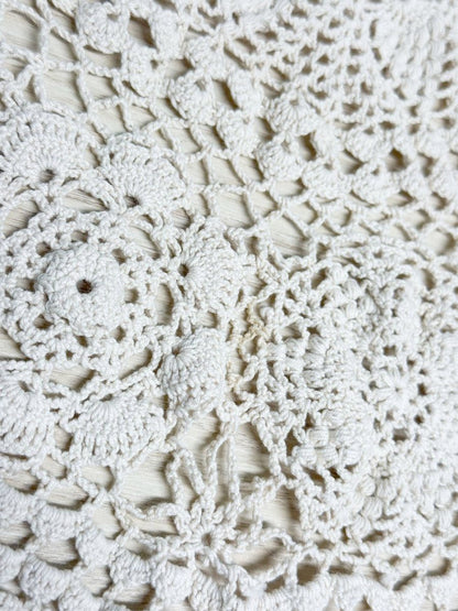 vintage crochet circle small table cloth - good market thrift store