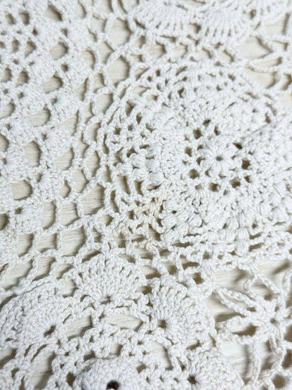 vintage crochet circle small table cloth - good market thrift store