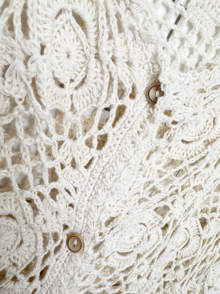vintage crochet floral full button cardigan top - good market thrift store
