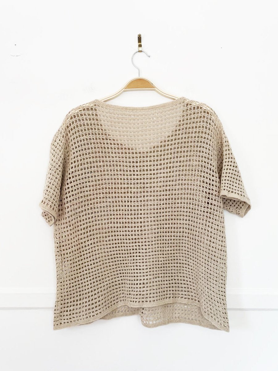 vintage crochet knit short sleeve cardigan top - good market thrift store
