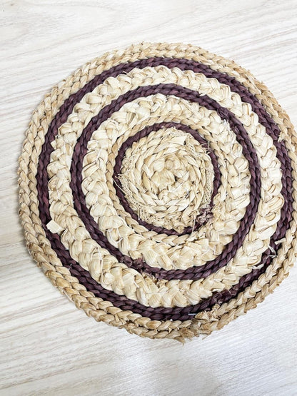 vintage cross stitch duck rattan pot trivet - good market thrift store