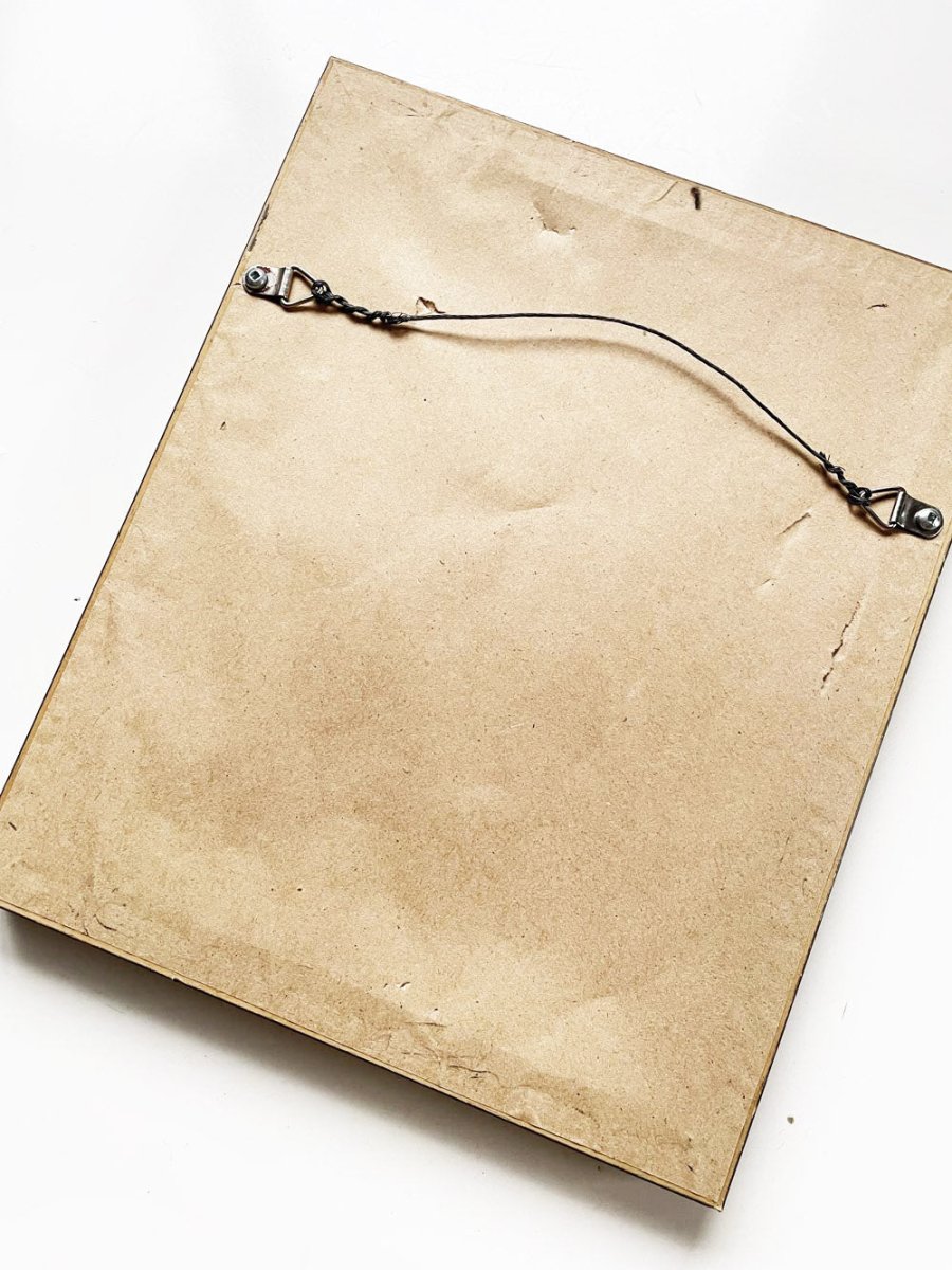 vintage cross stitch winter cabin framed art | handmade - good market thrift store